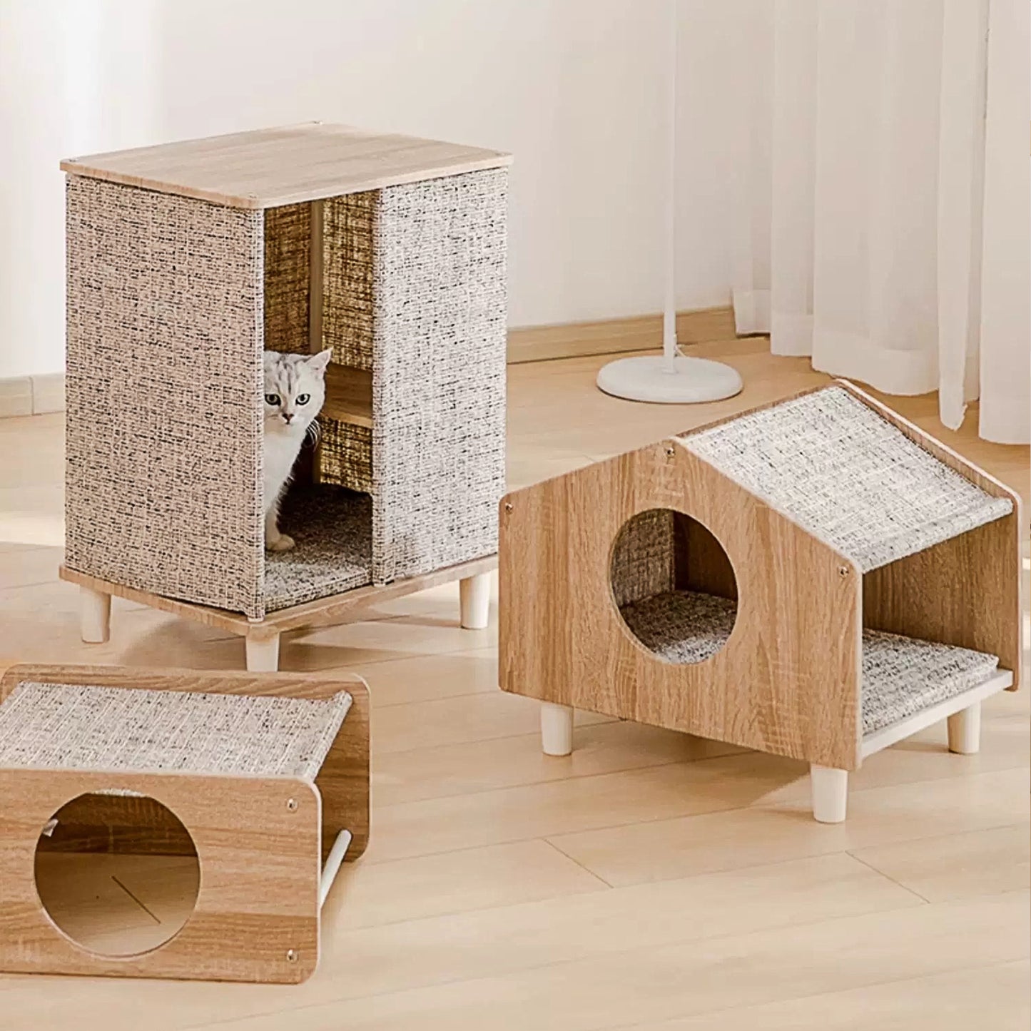 Cat Furniture Set - Indoor Cat House & Side Table