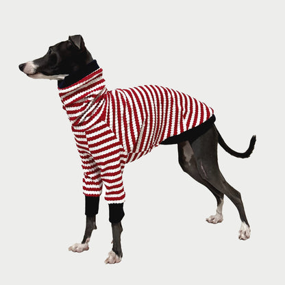 2-Leg | Red-White Striped Cotton Dog Pullover