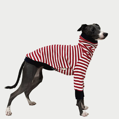 2-Leg | Red-White Striped Cotton Dog Pullover